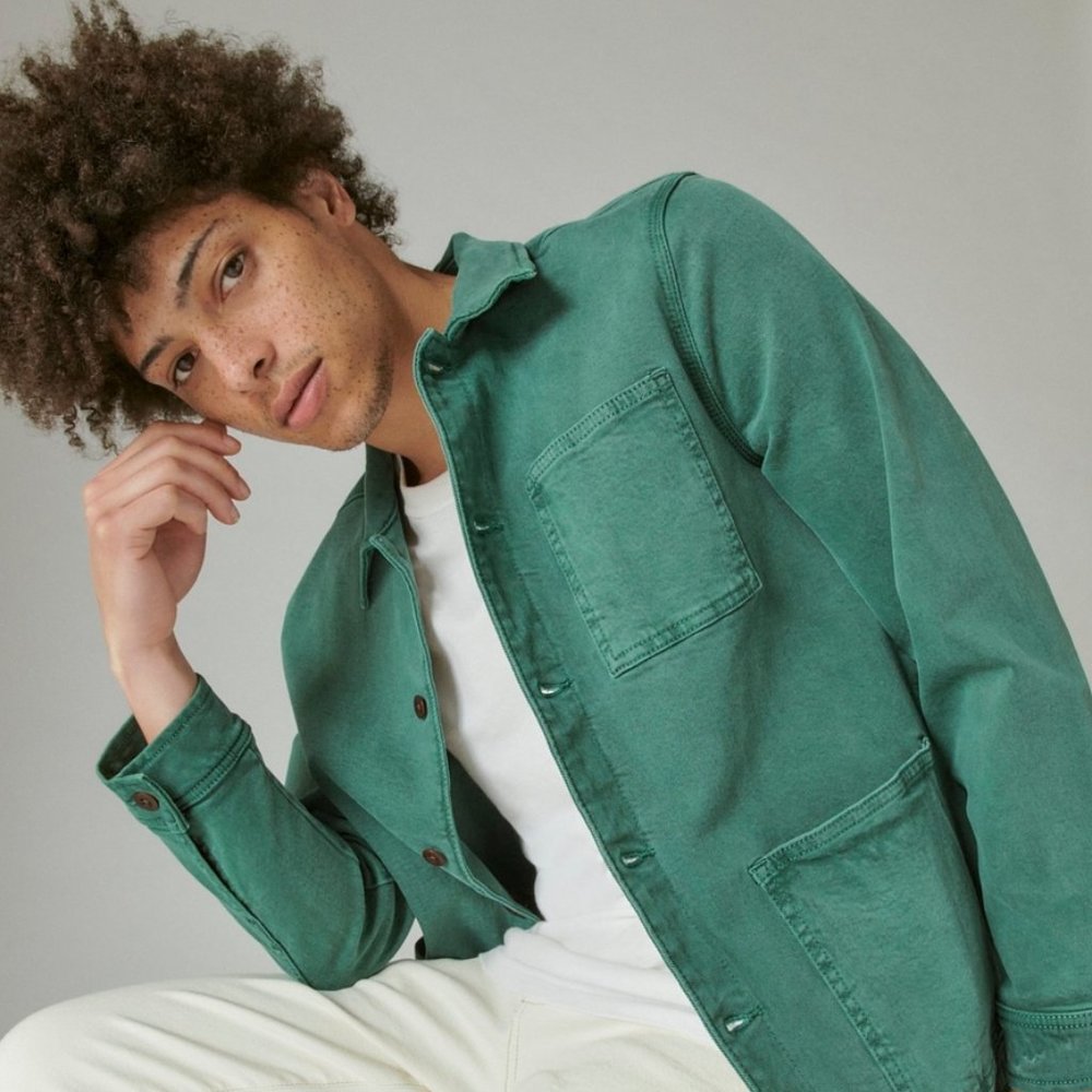 Mens Garment Dye Chore Jacket Green- Lucky Brand XXL